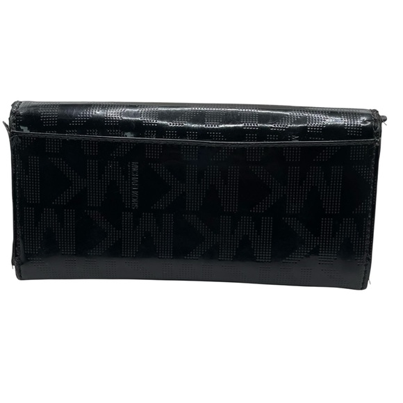 ❤️ Michael Kors Fulton Black Patent Leather Continental Wallet - Picture 3 of 8